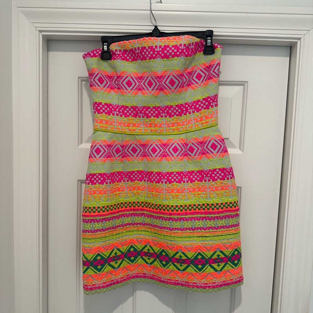 Colorful Strapless Mini Dress